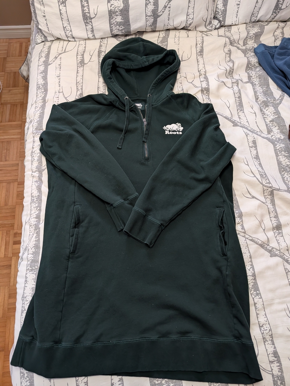Roots Womens's Forest Green Half-Zip Dress Hoodie